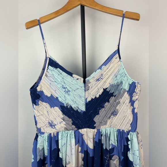 Banana Republic Blue Floral Empire Waist Knee Length Dress with Pockets - Picture 9 of 14